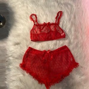 Red , two piece lingere set